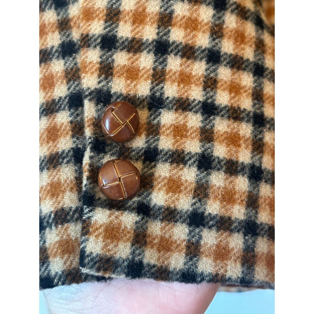 DAKS London Wool Check Men’s Blazer Brown Plaid Vintage Sport Coat 42R - Picture 3 of 9